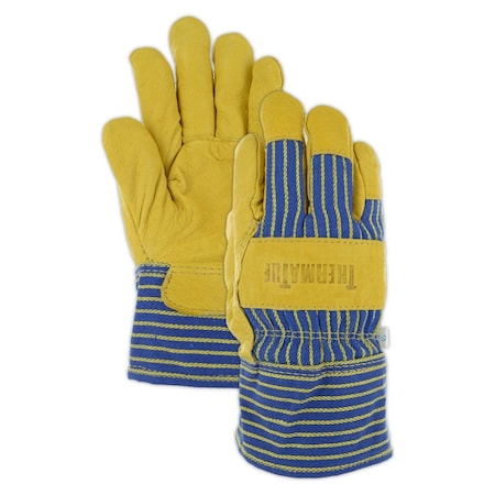 Magid Leather Palm Gloves, Wing Thumb, Blue/Gold, S, 12 PK B580E-S